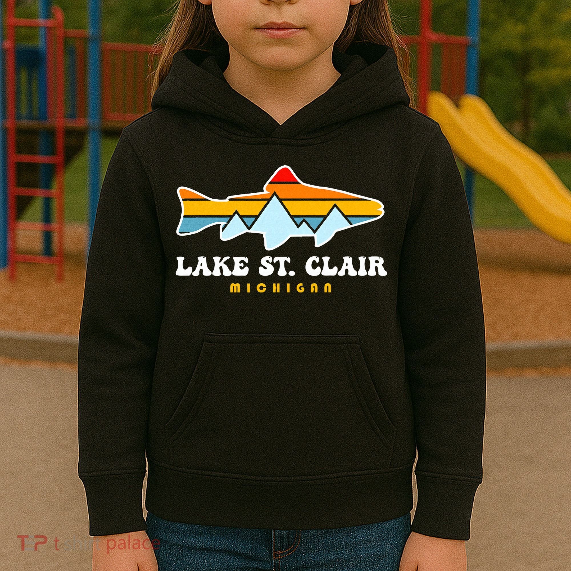 Lake St. Clair Fishing Michigan Fish Kids Hoodie