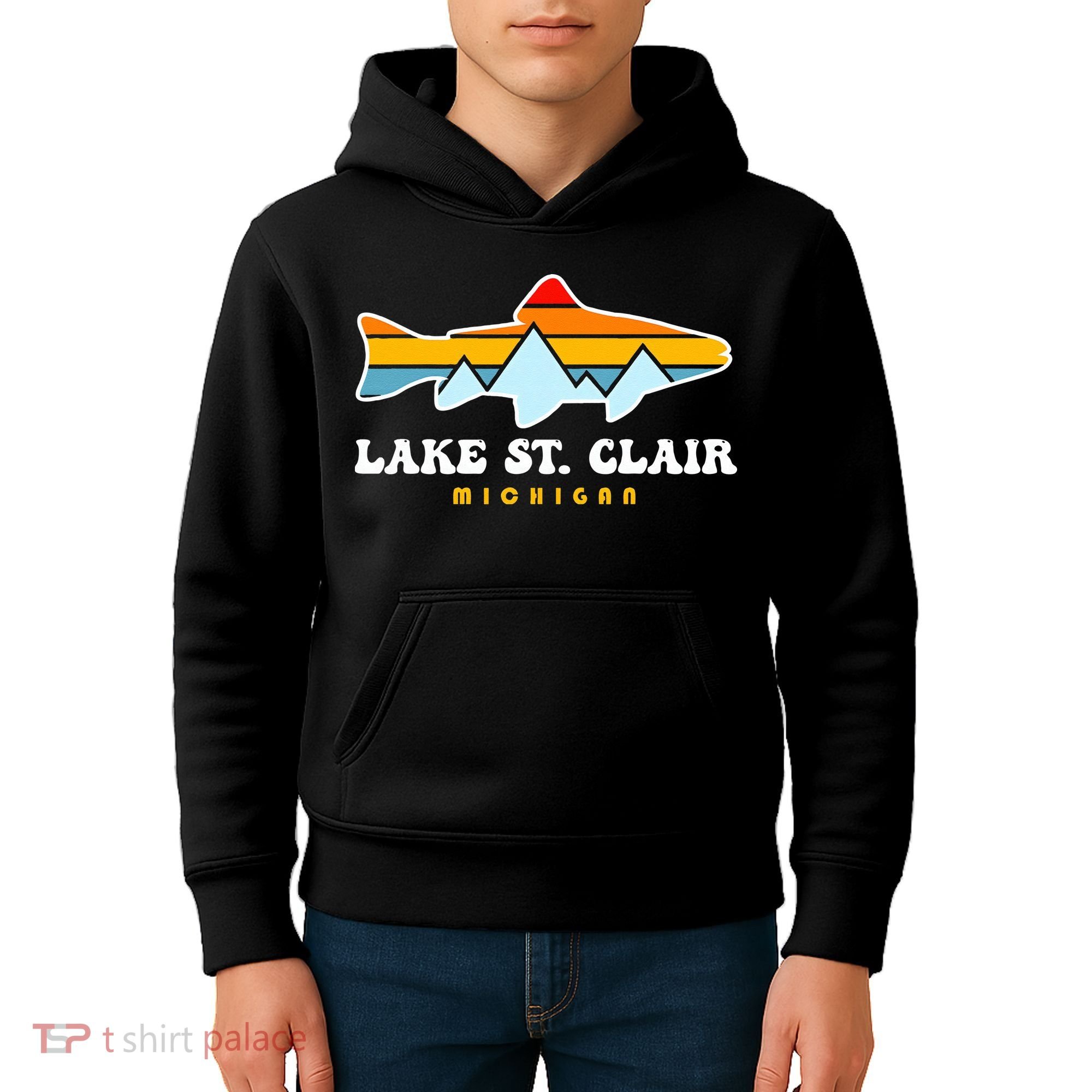 Lake St. Clair Fishing Michigan Fish Kids Hoodie