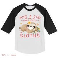 Loves Sloths Cute Sloth Lover Kids Colorblock Raglan Jersey thumb 0