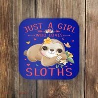Loves Sloths Cute Sloth Lover Coaster thumb 0