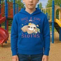 Loves Sloths Cute Sloth Lover Kids Hoodie thumb 2