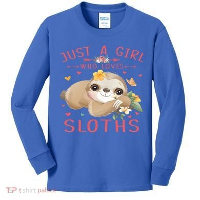 Loves Sloths Cute Sloth Lover Kids Long Sleeve Shirt