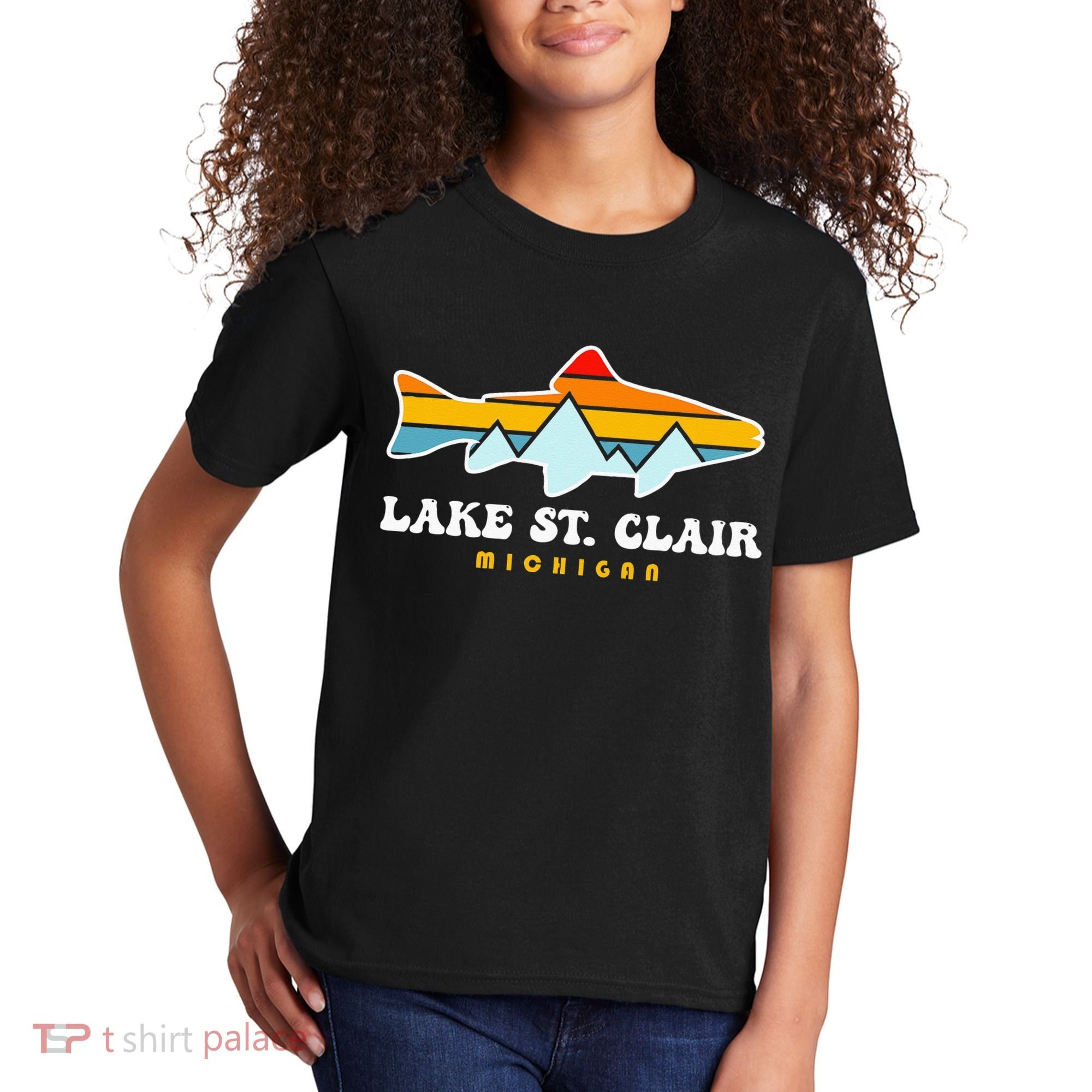 Lake St. Clair Fishing Michigan Fish Kids T-Shirt