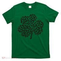 Leopard Shamrock Cute Lucky Clover St Patrick's Day Irish T-Shirt thumb 0