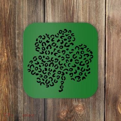 Leopard Shamrock Cute Lucky Clover St Patrick's Day Irish Coaster