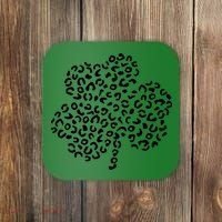 Leopard Shamrock Cute Lucky Clover St Patrick's Day Irish Coaster thumb 0