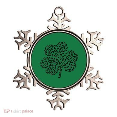 Leopard Shamrock Cute Lucky Clover St Patrick's Day Irish Ornament