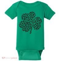 Leopard Shamrock Cute Lucky Clover St Patrick's Day Irish Baby Bodysuit thumb 0