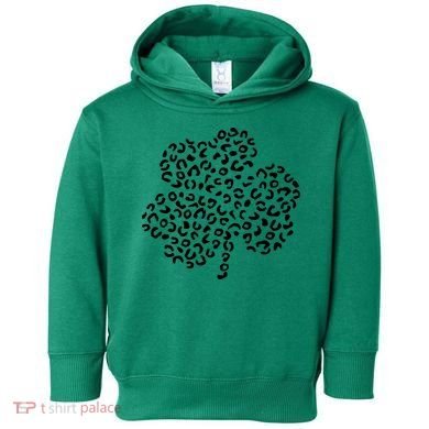 Leopard Shamrock Cute Lucky Clover St Patrick's Day Irish Toddler Hoodie
