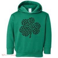 Leopard Shamrock Cute Lucky Clover St Patrick's Day Irish Toddler Hoodie thumb 0