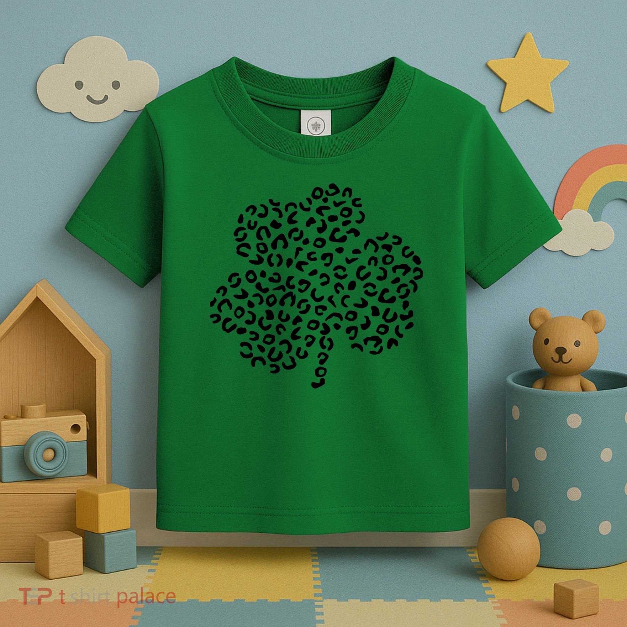 Leopard Shamrock Cute Lucky Clover St Patrick's Day Irish Toddler T-Shirt