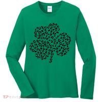 Leopard Shamrock Cute Lucky Clover St Patrick's Day Irish Women's Long Sleeve Shirt thumb 0