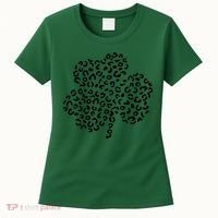 Leopard Shamrock Cute Lucky Clover St Patrick's Day Irish Women's T-Shirt thumb 0