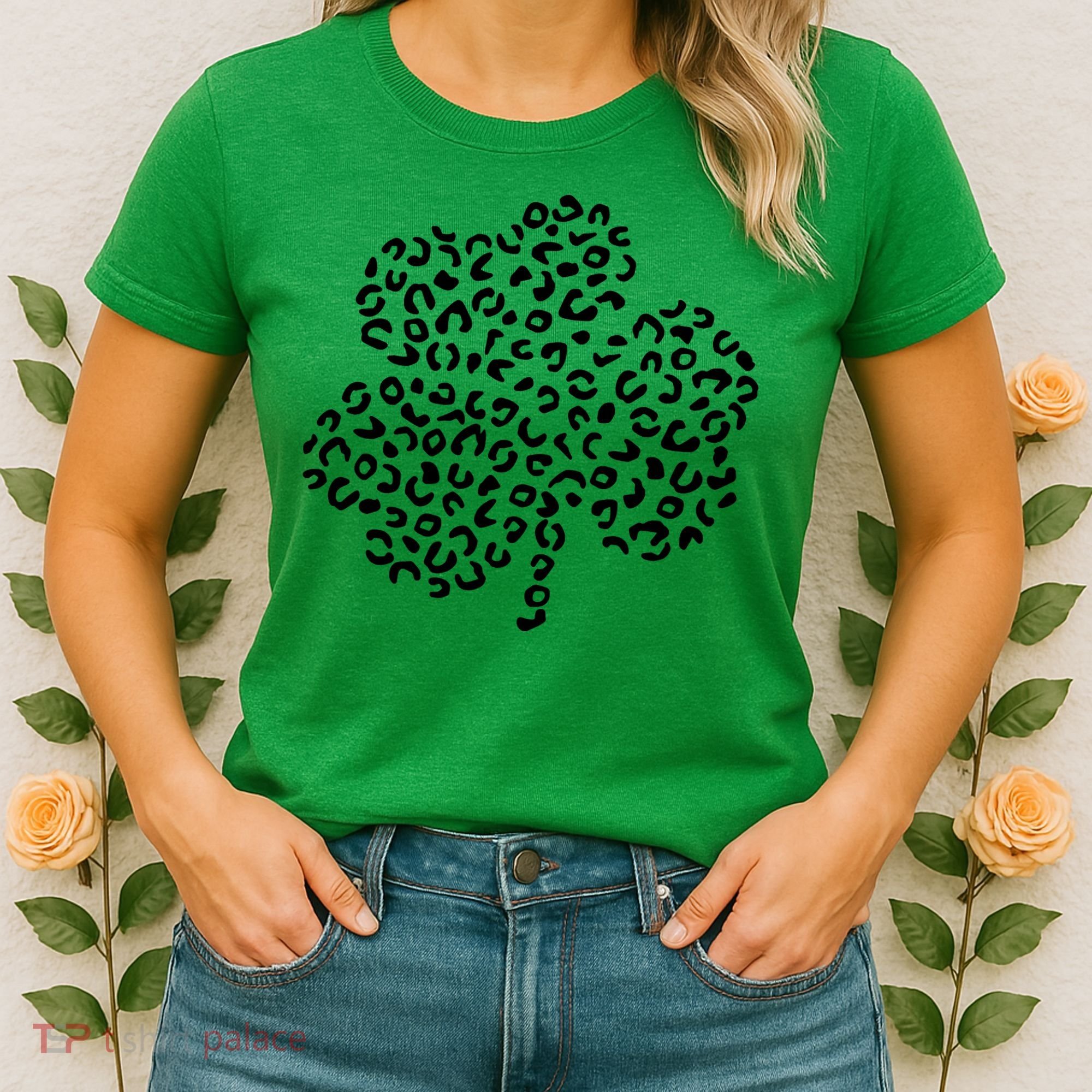 Leopard Shamrock Cute Lucky Clover St Patrick's Day Irish Women's T-Shirt