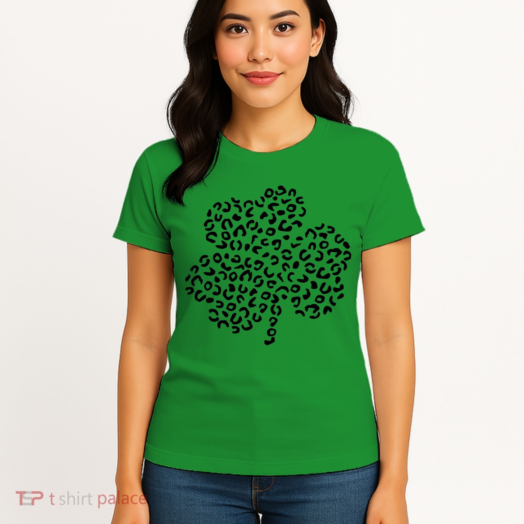 Leopard Shamrock Cute Lucky Clover St Patrick's Day Irish Women's T-Shirt