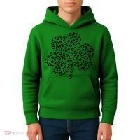 Leopard Shamrock Cute Lucky Clover St Patrick's Day Irish Kids Hoodie thumb 4