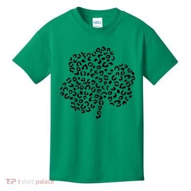 Leopard Shamrock Cute Lucky Clover St Patrick's Day Irish Kids T-Shirt