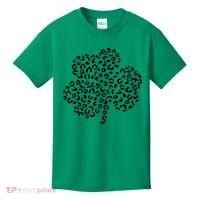 Leopard Shamrock Cute Lucky Clover St Patrick's Day Irish Kids T-Shirt thumb 0
