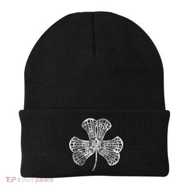 Lacrosse Shamrock Clover St Patricks Day Player Coach Gift Beanie