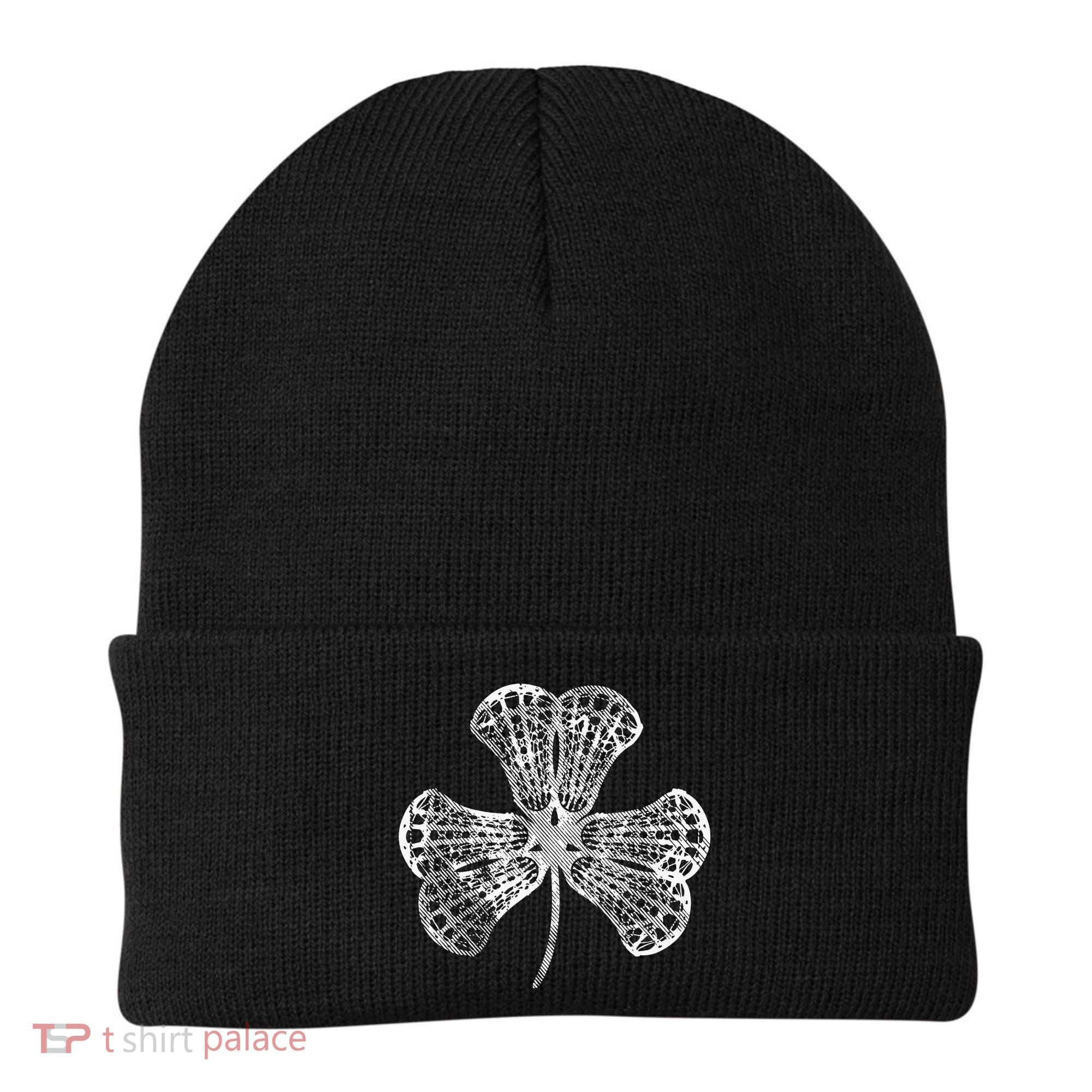 Lacrosse Shamrock Clover St Patricks Day Player Coach Gift Beanie