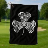 Lacrosse Shamrock Clover St Patricks Day Player Coach Gift Golf Towel thumb 1