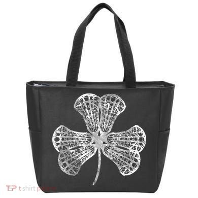 Lacrosse Shamrock Clover St Patricks Day Player Coach Gift Tote Bag