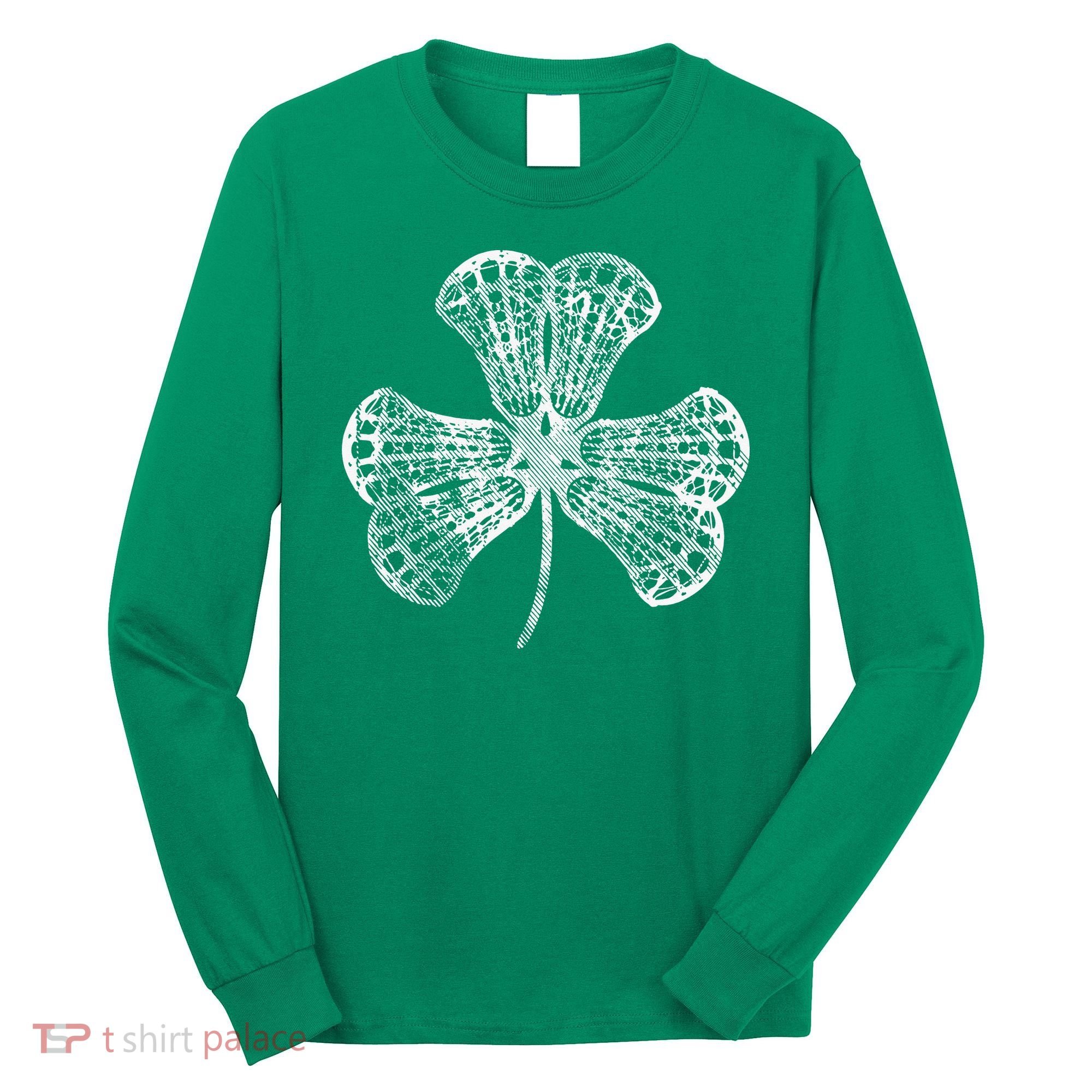 Lacrosse Shamrock Clover St Patricks Day Player Coach Gift Long Sleeve Shirt