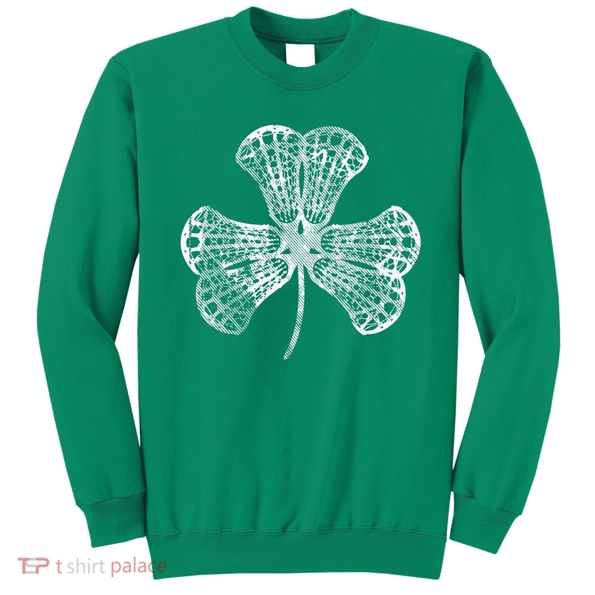 Lacrosse Shamrock Clover St Patricks Day Player Coach Gift Sweatshirt