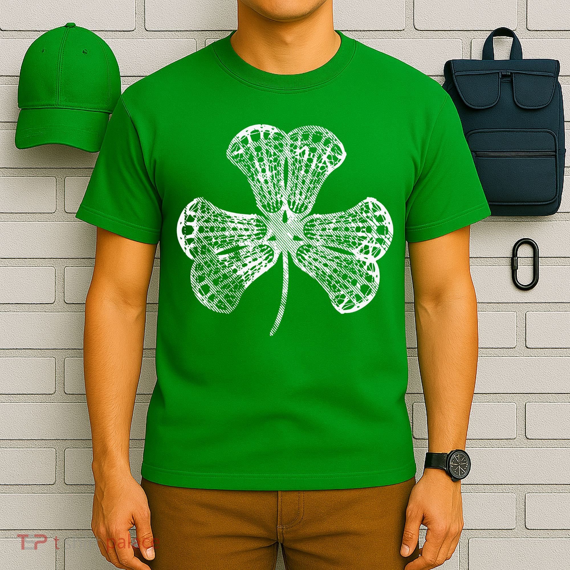 Lacrosse Shamrock Clover St Patricks Day Player Coach Gift T-Shirt
