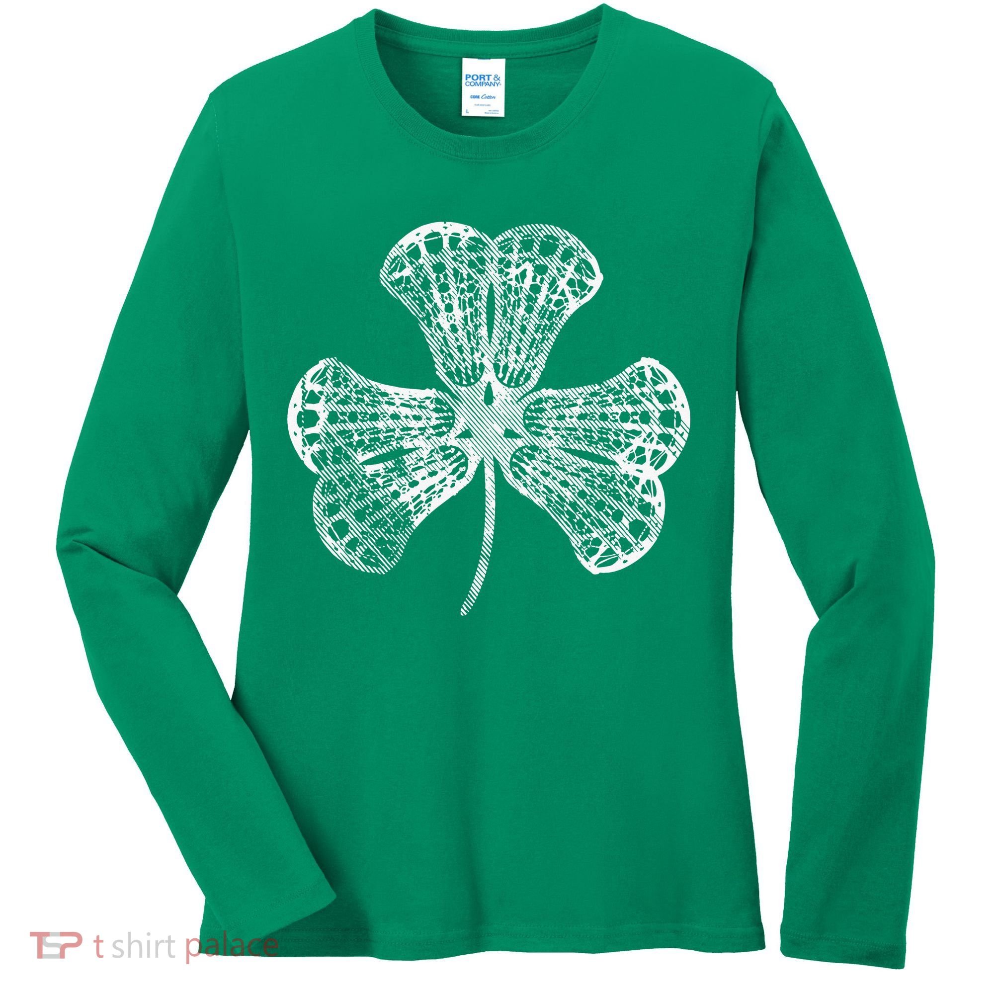 Lacrosse Shamrock Clover St Patricks Day Player Coach Gift Women's Long Sleeve Shirt