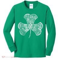 Lacrosse Shamrock Clover St Patricks Day Player Coach Gift Kids Long Sleeve Shirt thumb 0