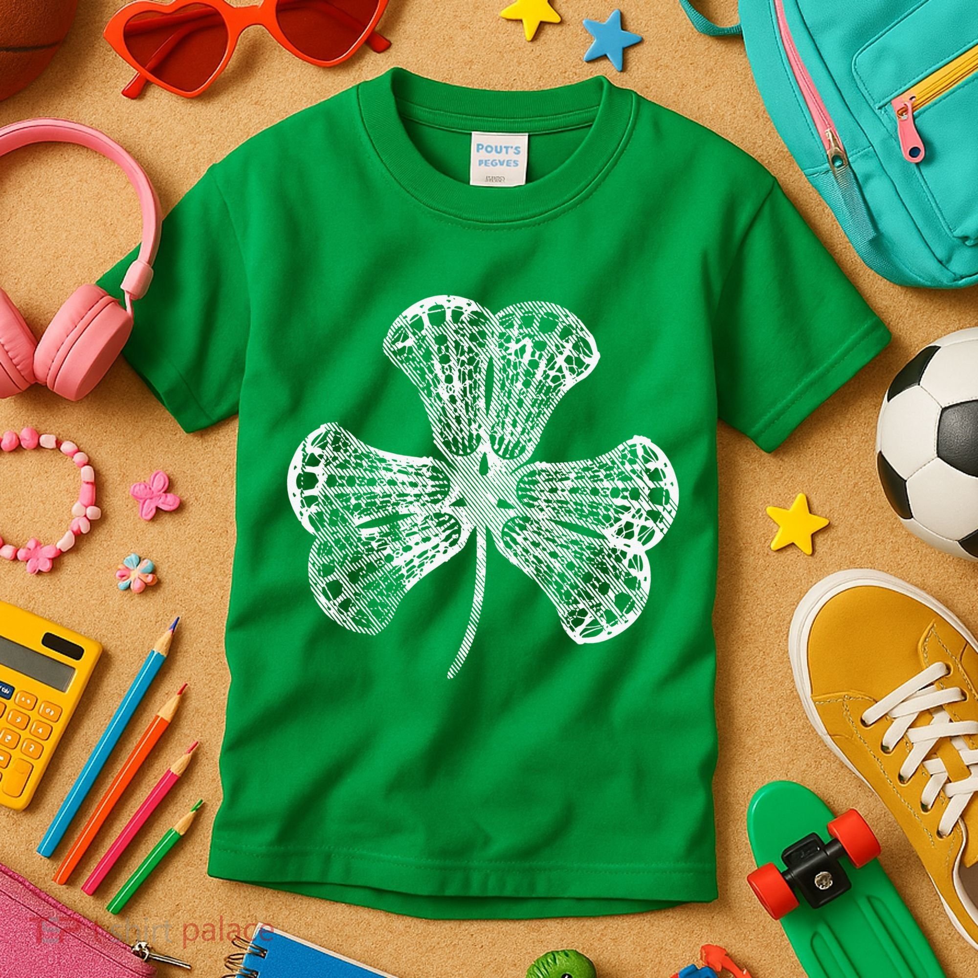 Lacrosse Shamrock Clover St Patricks Day Player Coach Gift Kids T-Shirt