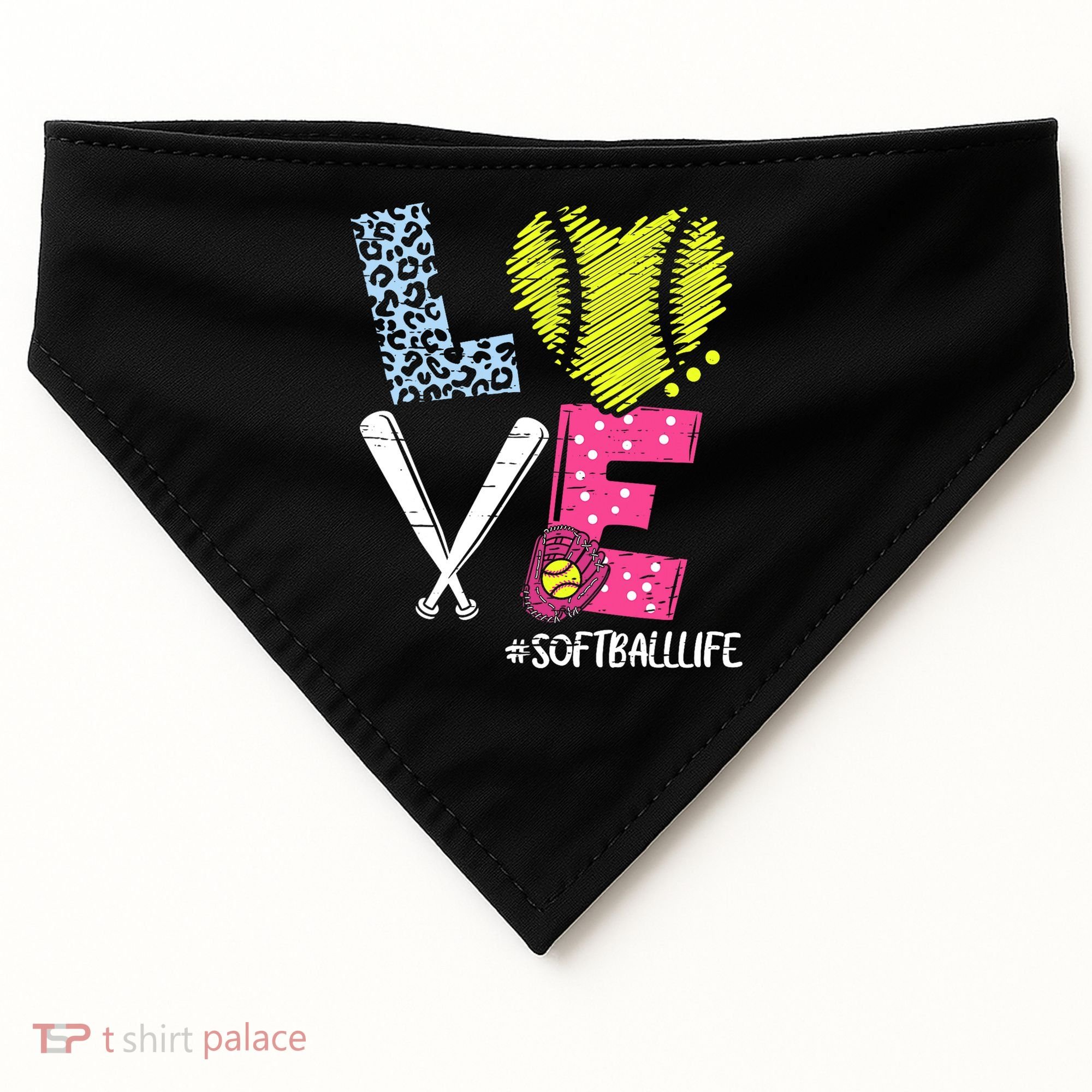 Love Softball Coach Player Softball Life USA-Made Doggie Bandana