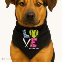 Love Softball Coach Player Softball Life USA-Made Doggie Bandana thumb 1
