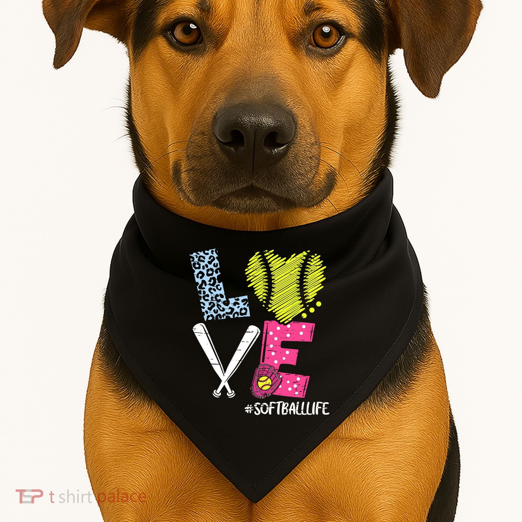 Love Softball Coach Player Softball Life USA-Made Doggie Bandana