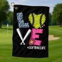 Love Softball Coach Player Softball Life Golf Towel thumb 1