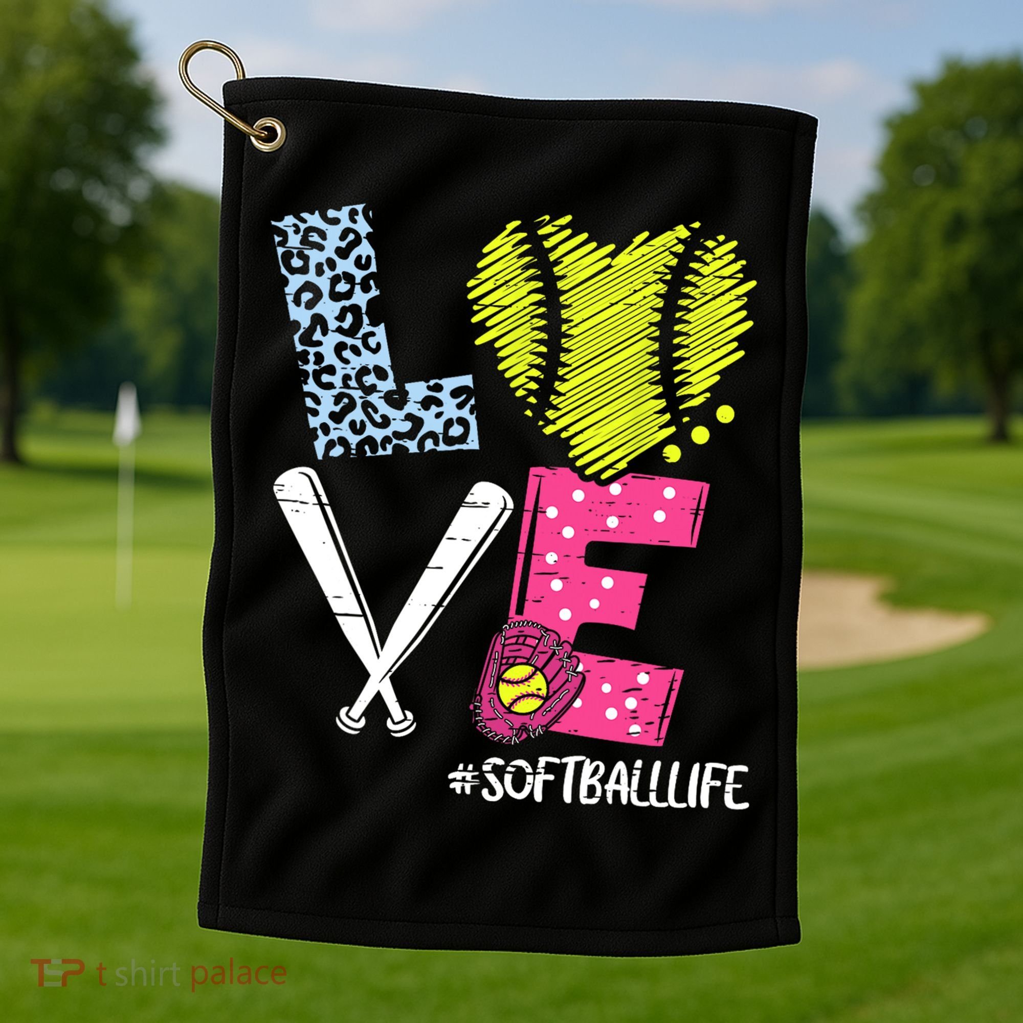 Love Softball Coach Player Softball Life Golf Towel