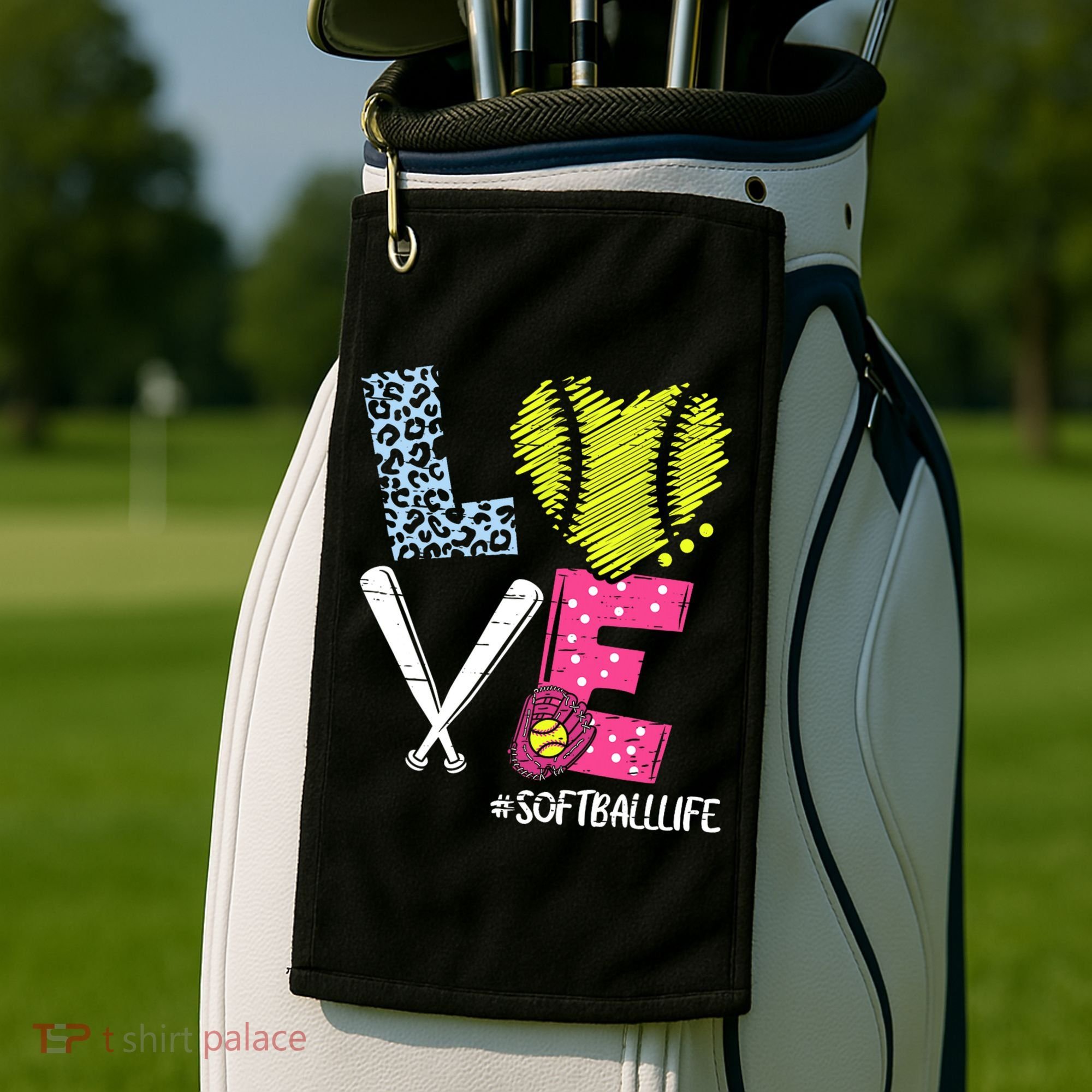 Love Softball Coach Player Softball Life Golf Towel