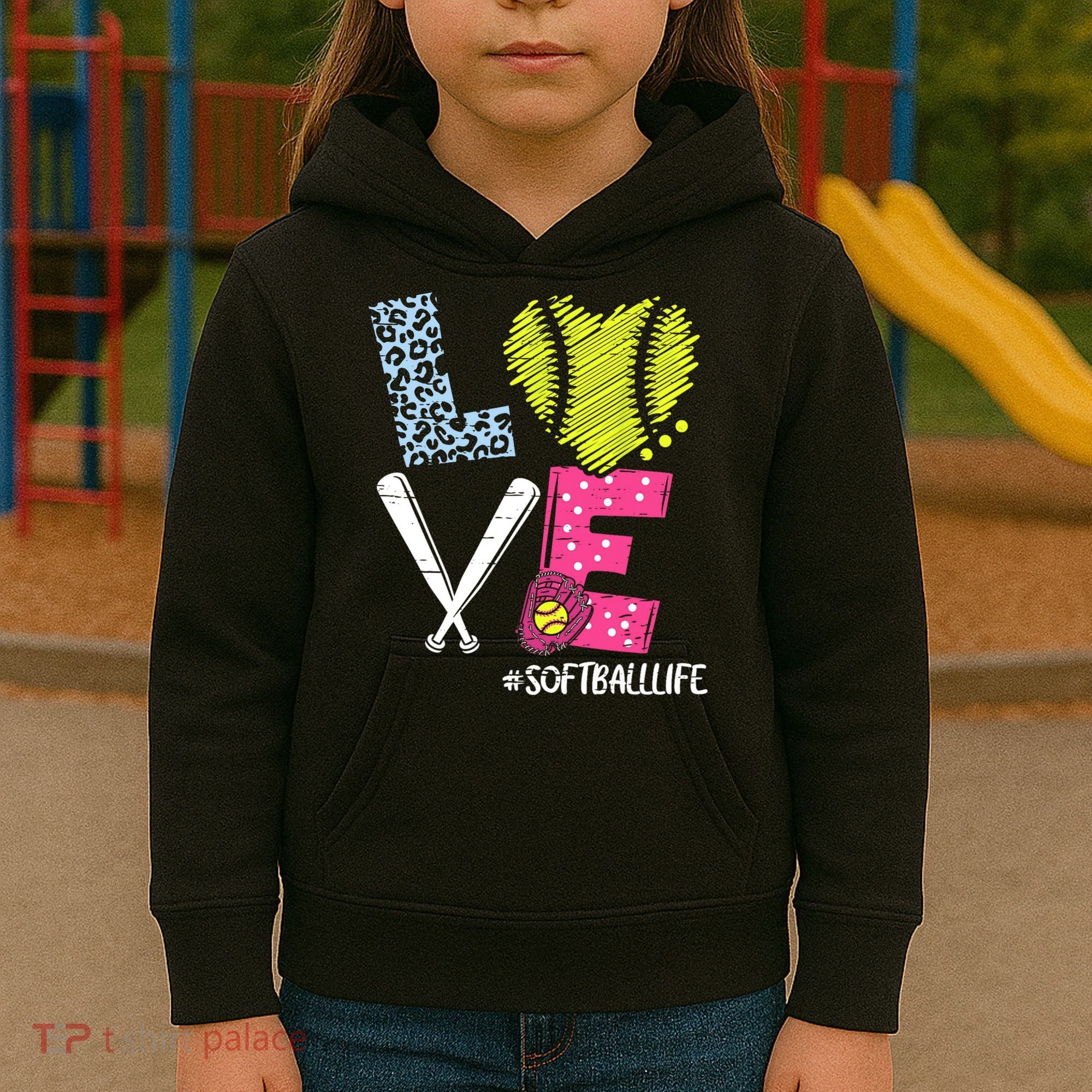 Love Softball Coach Player Softball Life Kids Hoodie