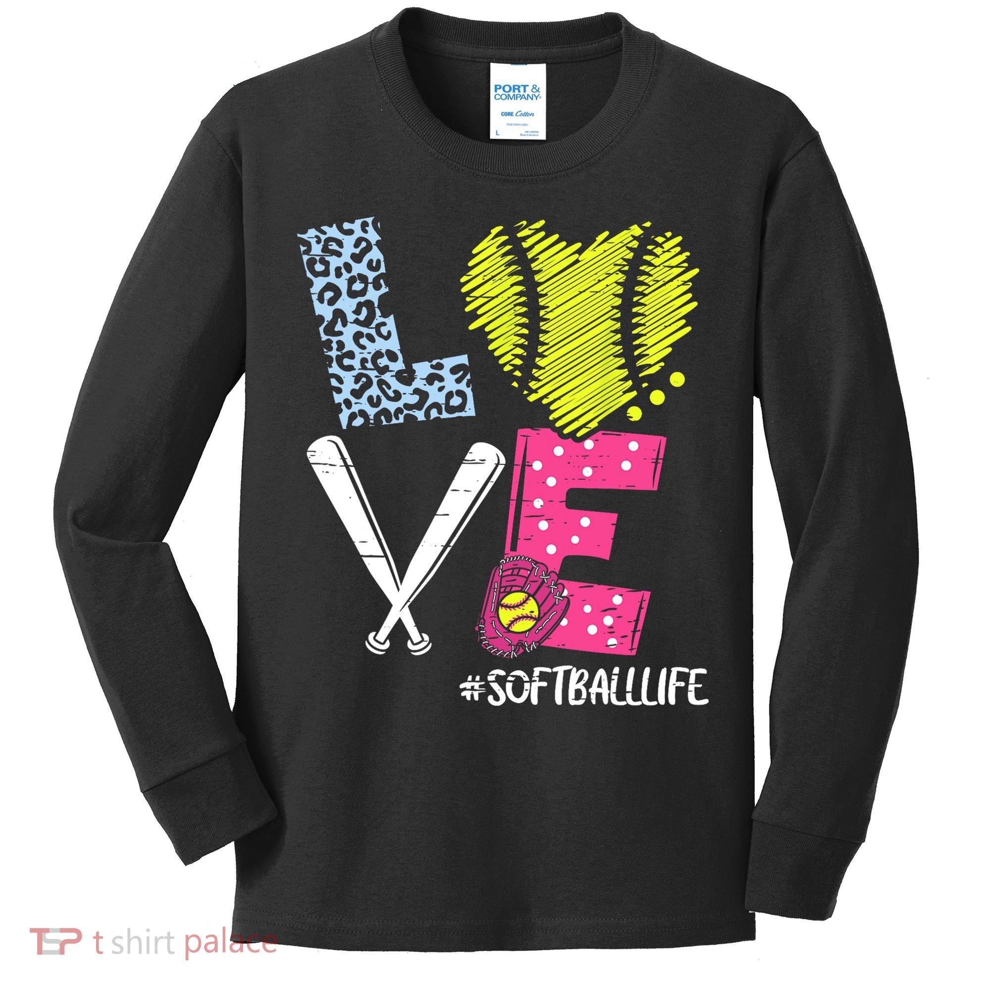 Love Softball Coach Player Softball Life Kids Long Sleeve Shirt