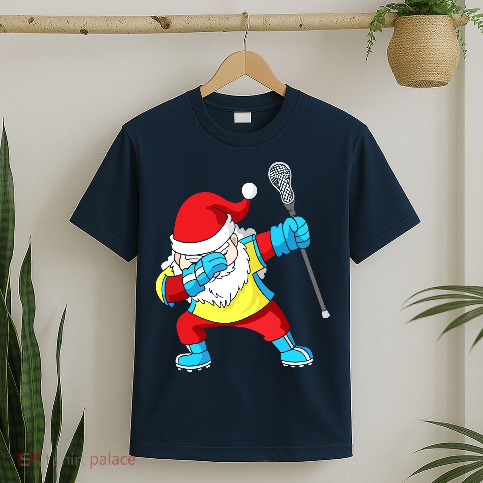 Lacrosse Santa Claus Christmas Dabbing T-Shirt