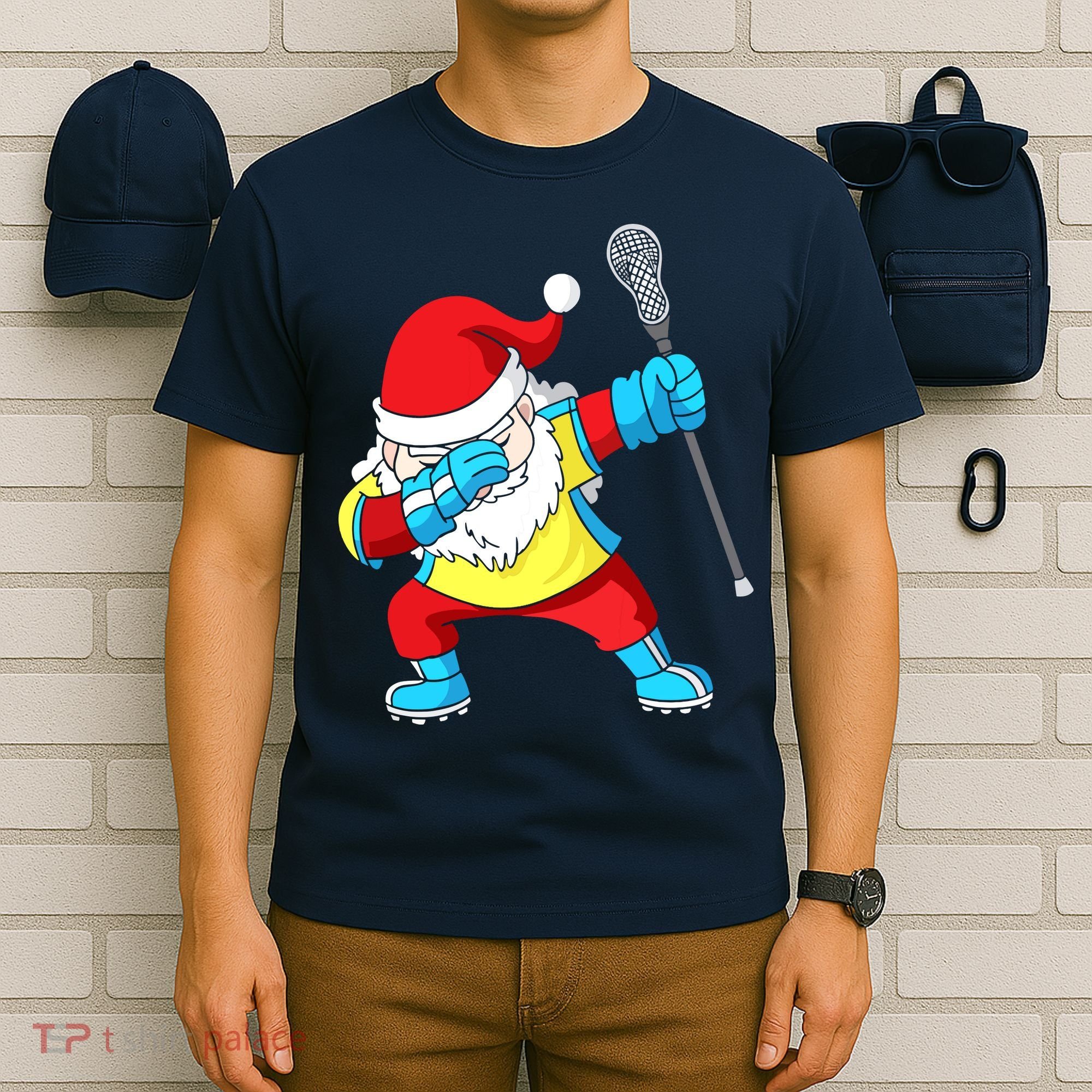 Lacrosse Santa Claus Christmas Dabbing T-Shirt
