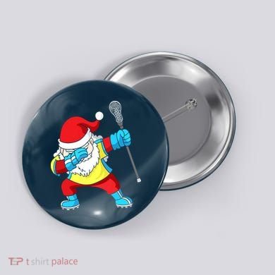 Lacrosse Santa Claus Christmas Dabbing Button