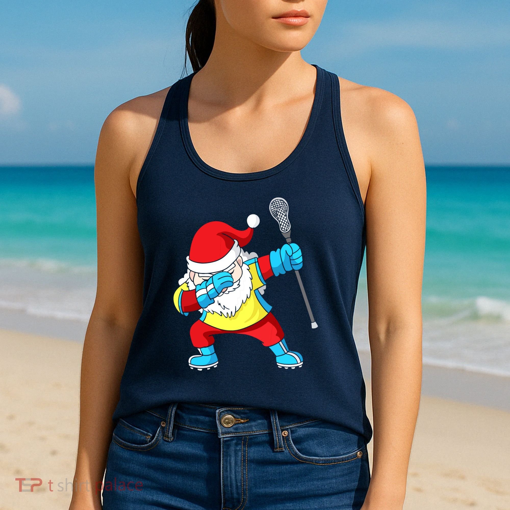 Lacrosse Santa Claus Christmas Dabbing Women's Tank Top