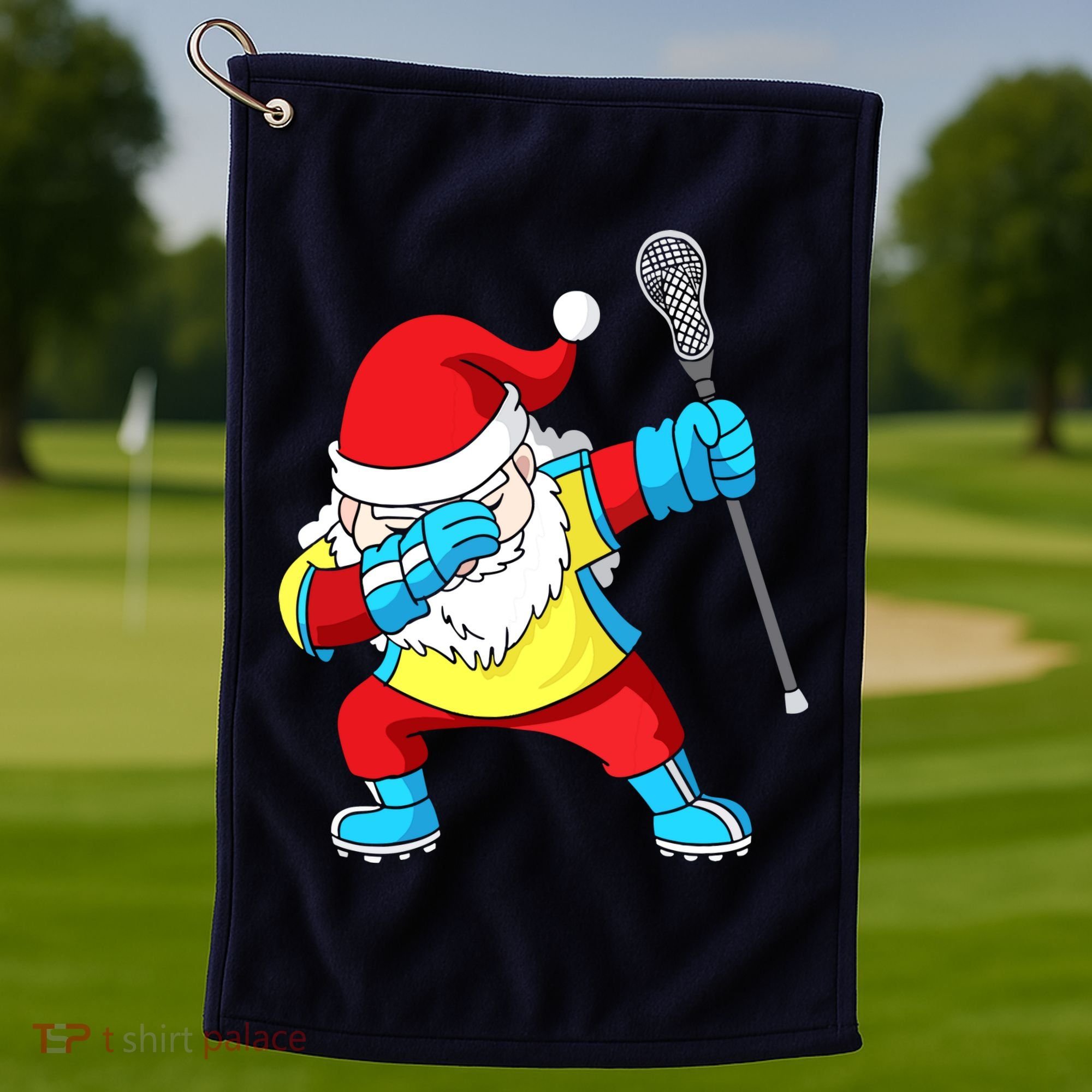 Lacrosse Santa Claus Christmas Dabbing Golf Towel