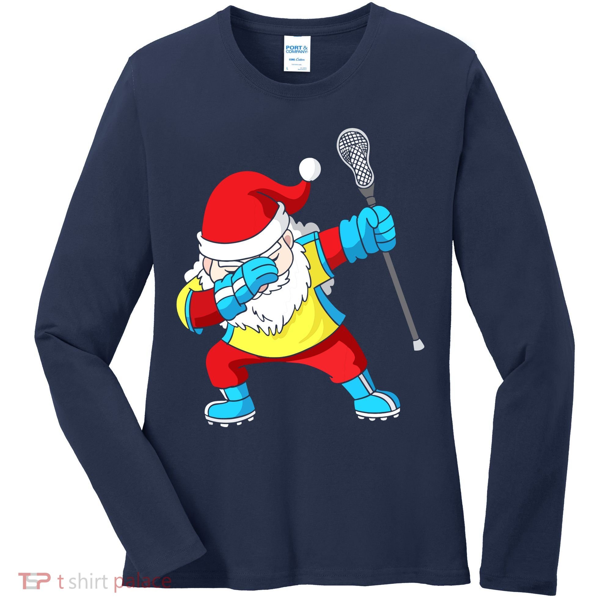 Lacrosse Santa Claus Christmas Dabbing Women's Long Sleeve Shirt