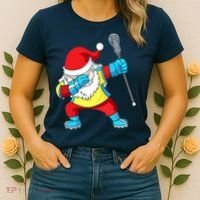 Lacrosse Santa Claus Christmas Dabbing Women's T-Shirt thumb 2