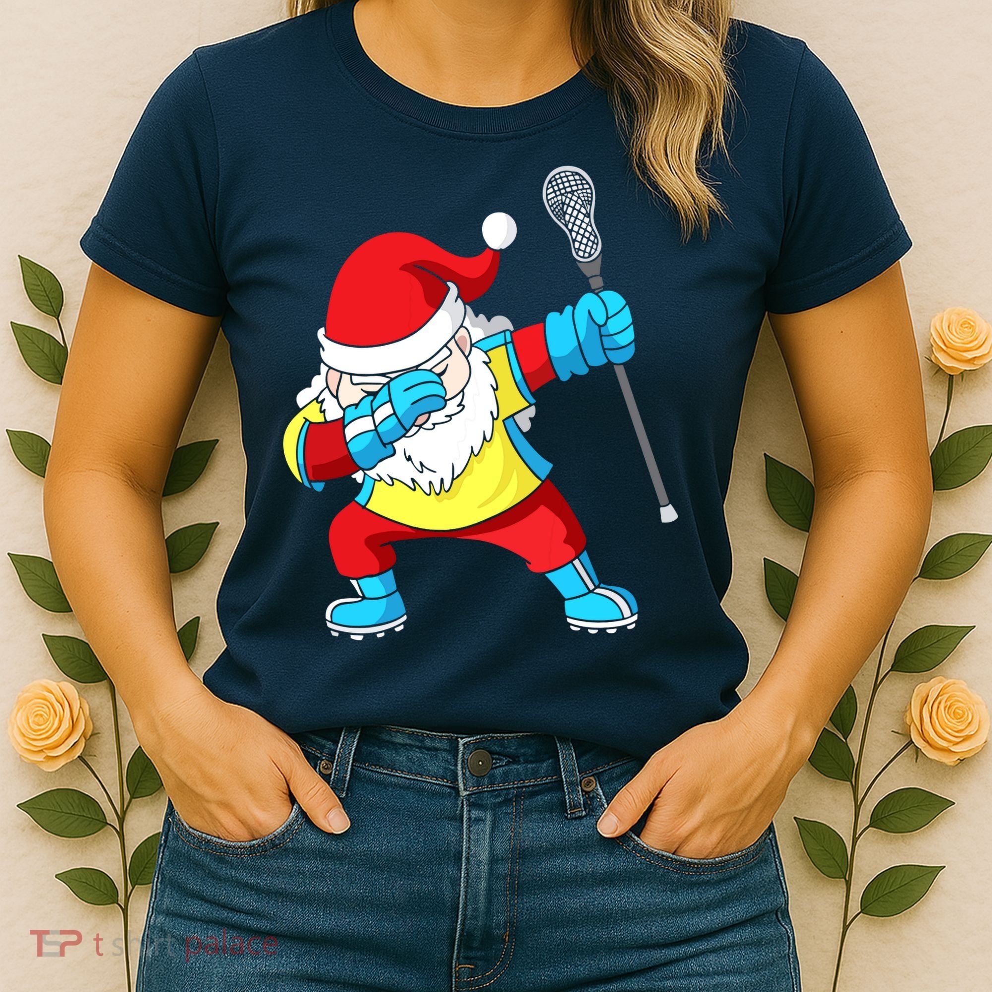 Lacrosse Santa Claus Christmas Dabbing Women's T-Shirt