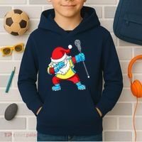 Lacrosse Santa Claus Christmas Dabbing Kids Hoodie thumb 2