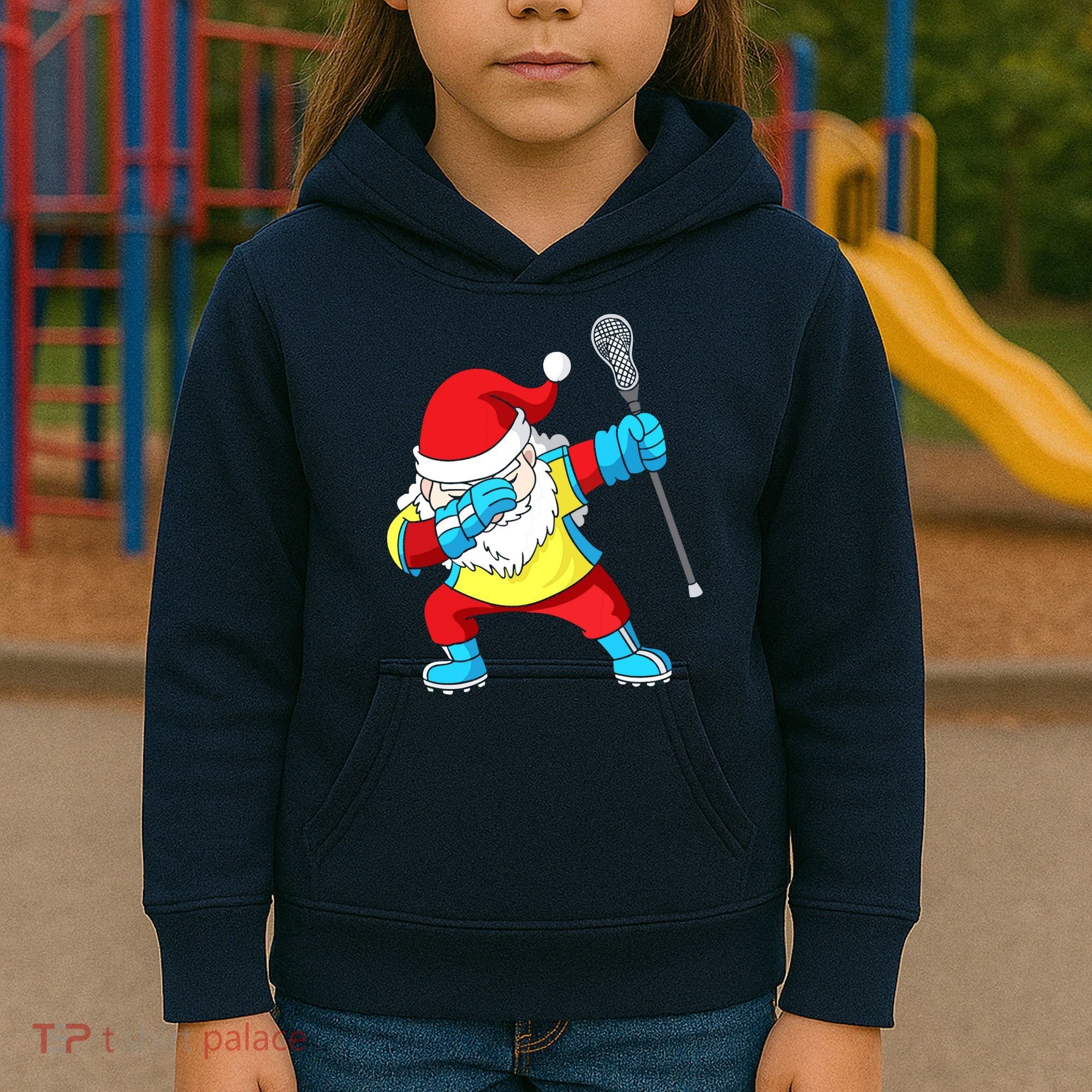 Lacrosse Santa Claus Christmas Dabbing Kids Hoodie